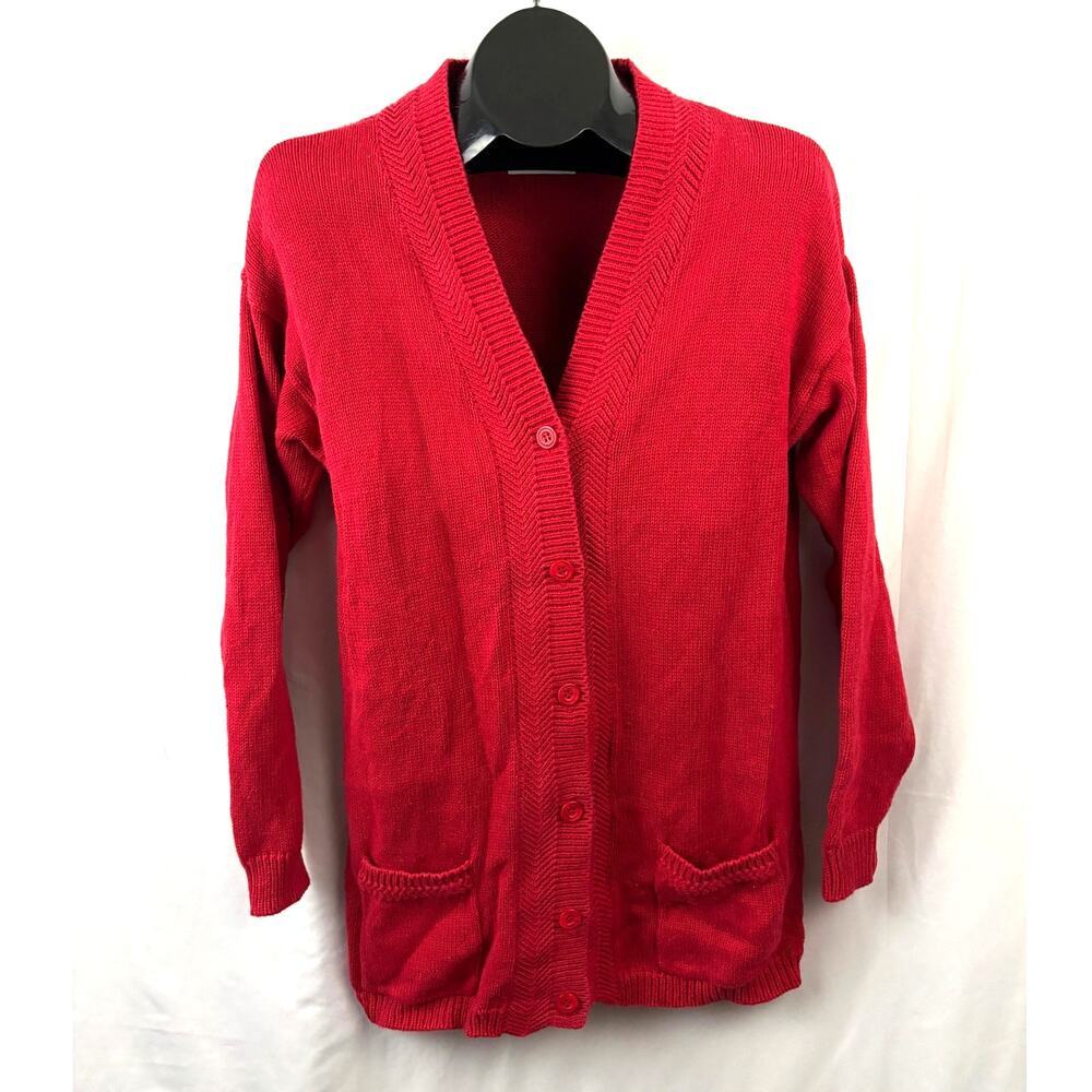 Vintage 1990s Westbound‎ Red Long Sweater Cardigan Women’s Small